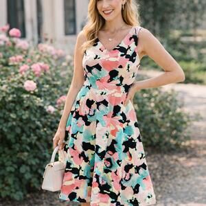 Black Label by Evan-Picone Sleeveless Floral Print Dress Size 8